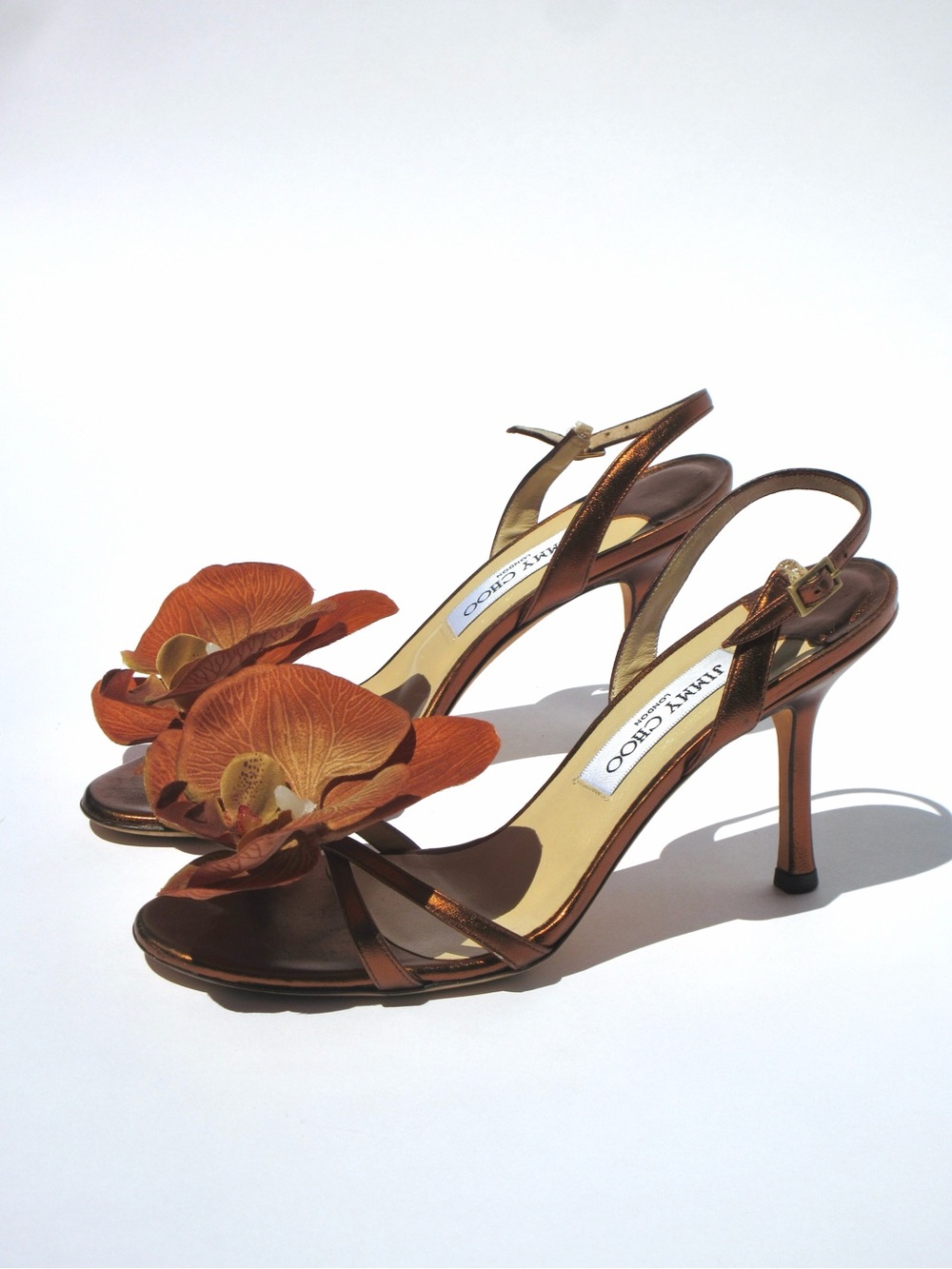 Reworked Upcycled Jimmy Choo Bronzed Orchid Heels - Picture 5 of 7